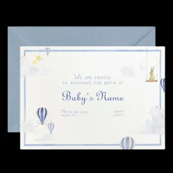 Hot Air Balloons Birth Announcement without Photo, Set of 50
