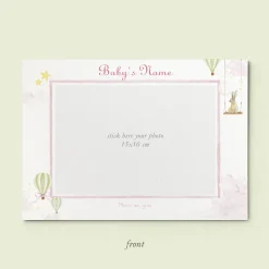 Hot Air Balloons Birth Announcement with Photo, Set of 50