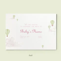 Hot Air Balloons Birth Announcement with Photo, Set of 50