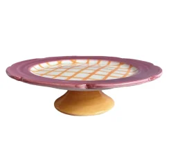 Hot Cakes Cake Stand in Raspberry & Orange Gingham