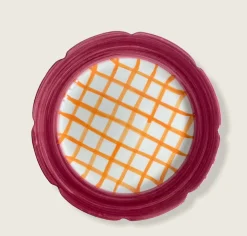 Hot Cakes Cake Stand in Raspberry & Orange Gingham