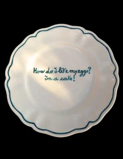 How Do I Like My Eggs? In a Cake Scalloped Plate, Set of 6