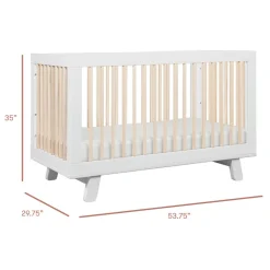Hudson 3-in-1 Convertible Crib with Toddler Bed Conversion Kit in White & Washed Natural