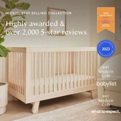 Hudson 3-in-1 Convertible Crib with Toddler Bed Conversion Kit in Natural