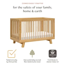 Hudson 3-in-1 Convertible Crib with Toddler Bed Conversion Kit in Honey