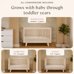 Hudson 3-in-1 Convertible Crib with Toddler Bed Conversion Kit in Washed Natural