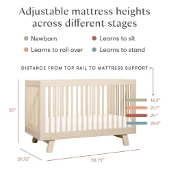Hudson 3-in-1 Convertible Crib with Toddler Bed Conversion Kit in Washed Natural
