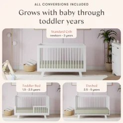 Hudson 3-in-1 Convertible Crib with Toddler Bed Conversion Kit in White