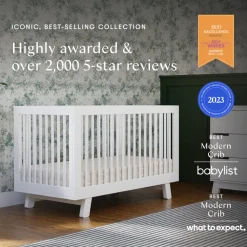 Hudson 3-in-1 Convertible Crib with Toddler Bed Conversion Kit in White