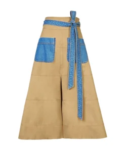 Hudson Skirt in Dark Khaki & Medium Indigo