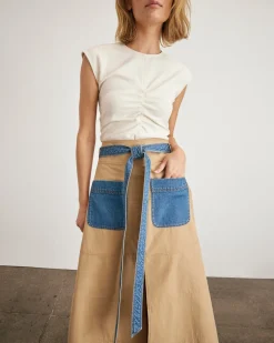 Hudson Skirt in Dark Khaki & Medium Indigo