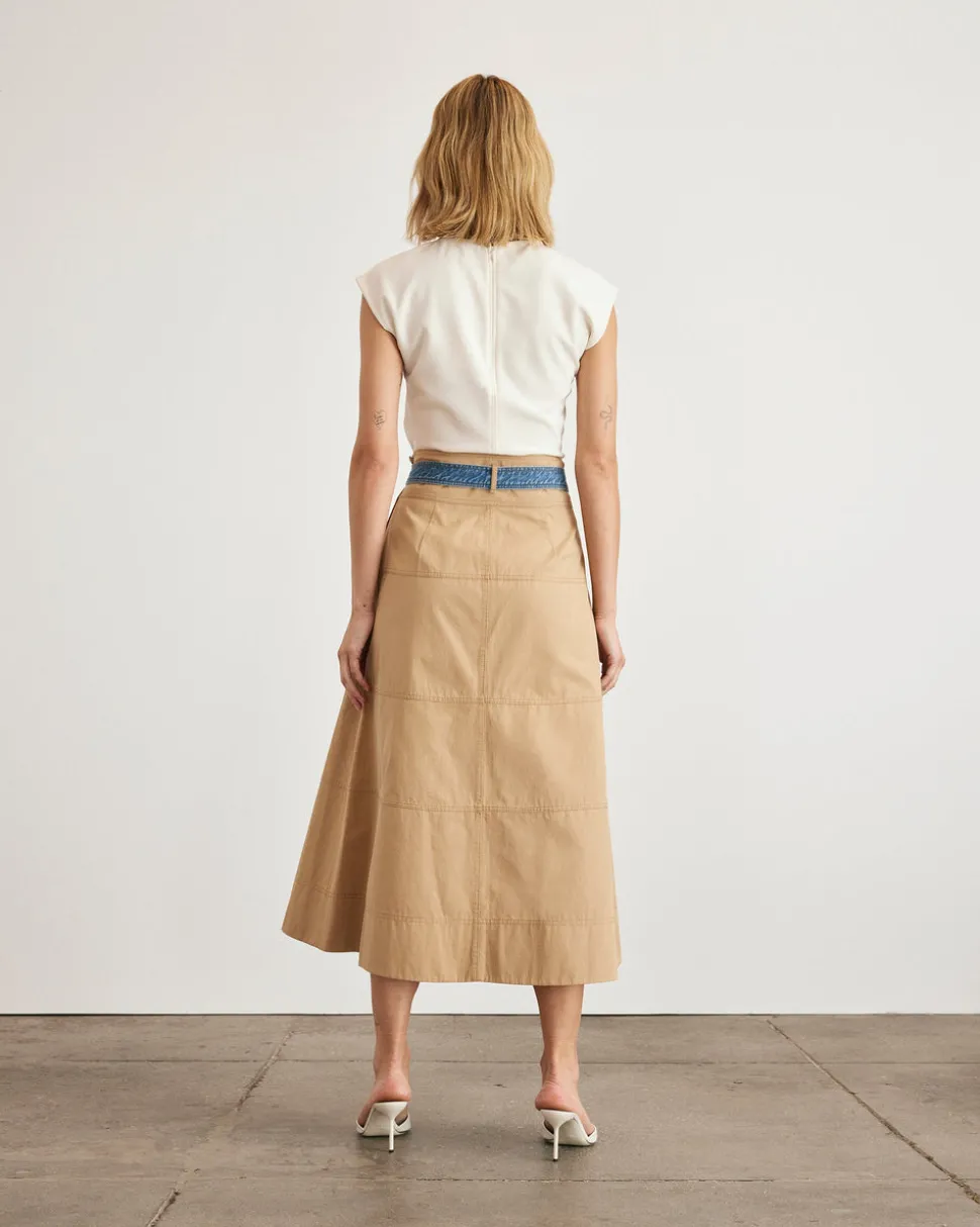 Hudson Skirt in Dark Khaki & Medium Indigo