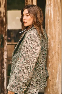 Huntley Half Coat in Mixed Herringbone