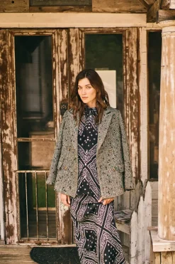 Huntley Half Coat in Mixed Herringbone