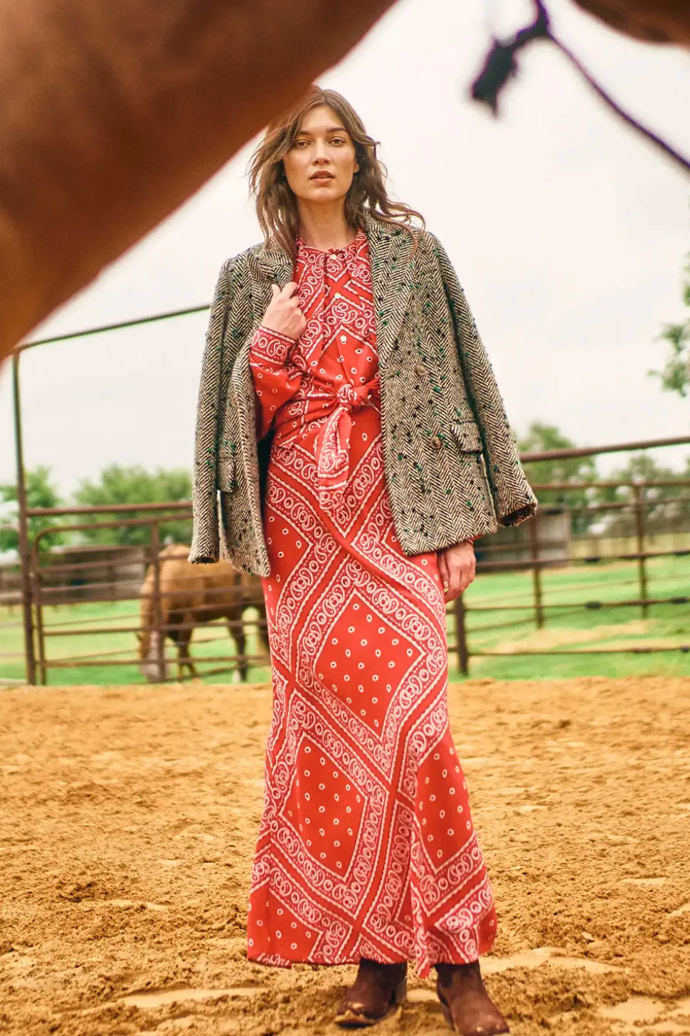 Huntley Half Coat in Mixed Herringbone