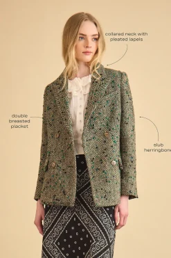 Huntley Half Coat in Mixed Herringbone