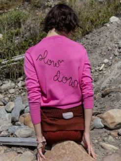 Hurry Up/Slow Down Crewneck in Magenta