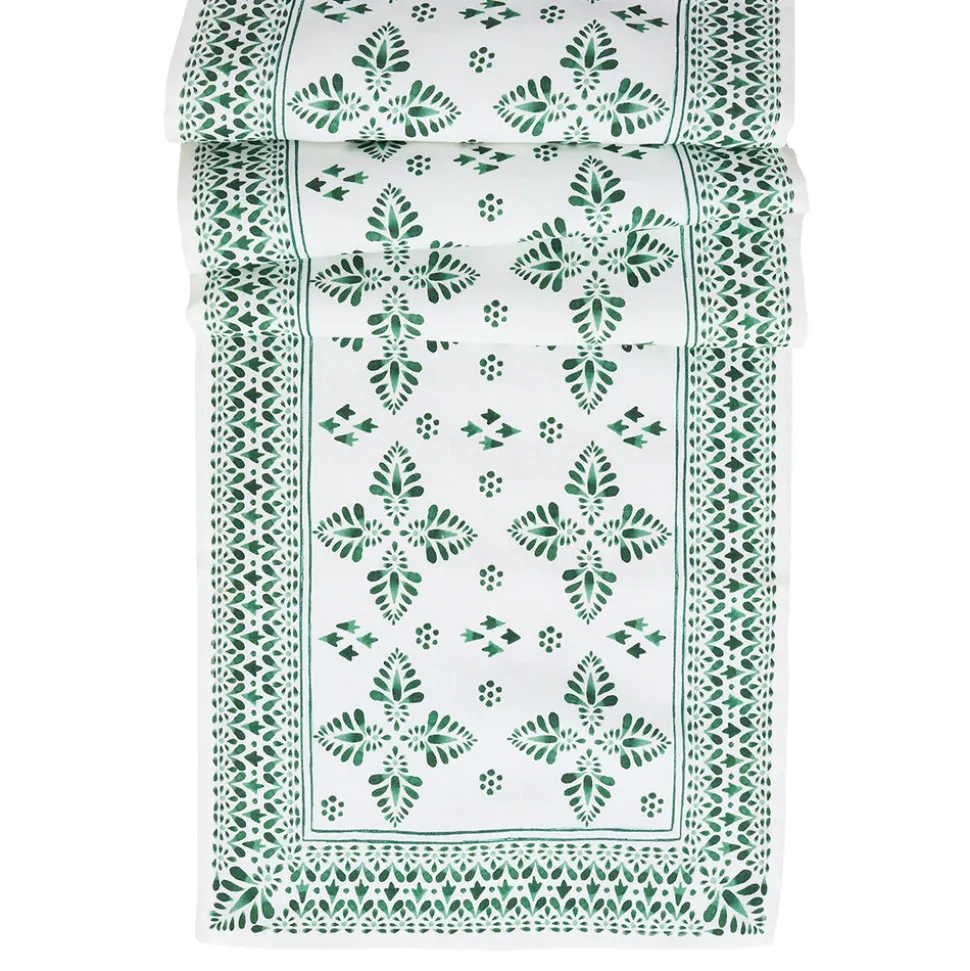 Iberian Border 18" x 90" Table Runner in Evergreen