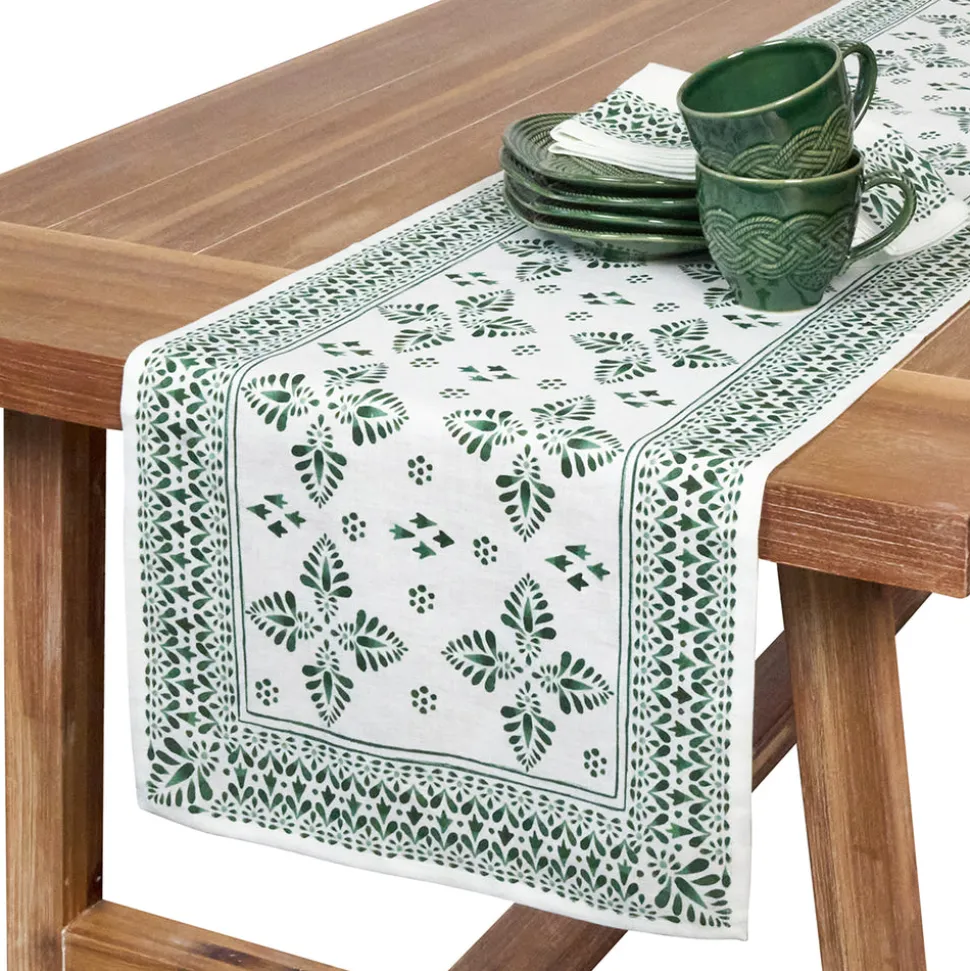 Iberian Border 18" x 90" Table Runner in Evergreen