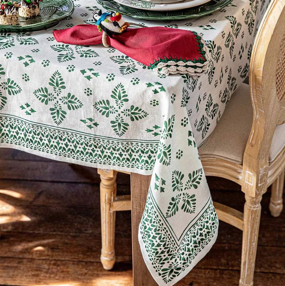 Iberian Border 60" x 120" Tablecloth in Evergreen
