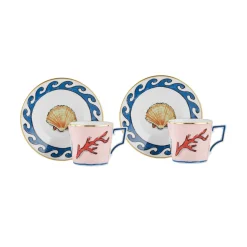 Il Viaggio Di Nettuno Coffee Cups and Saucers, Set of 2