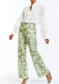 Iman Barong Top in Ivory Embroidered Linen