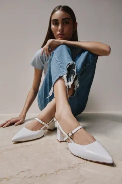 Iman Sandal in Faux Crocodile Leather