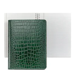 9-Inch Wire-O-Notebook in Crocodile Embossed Leather