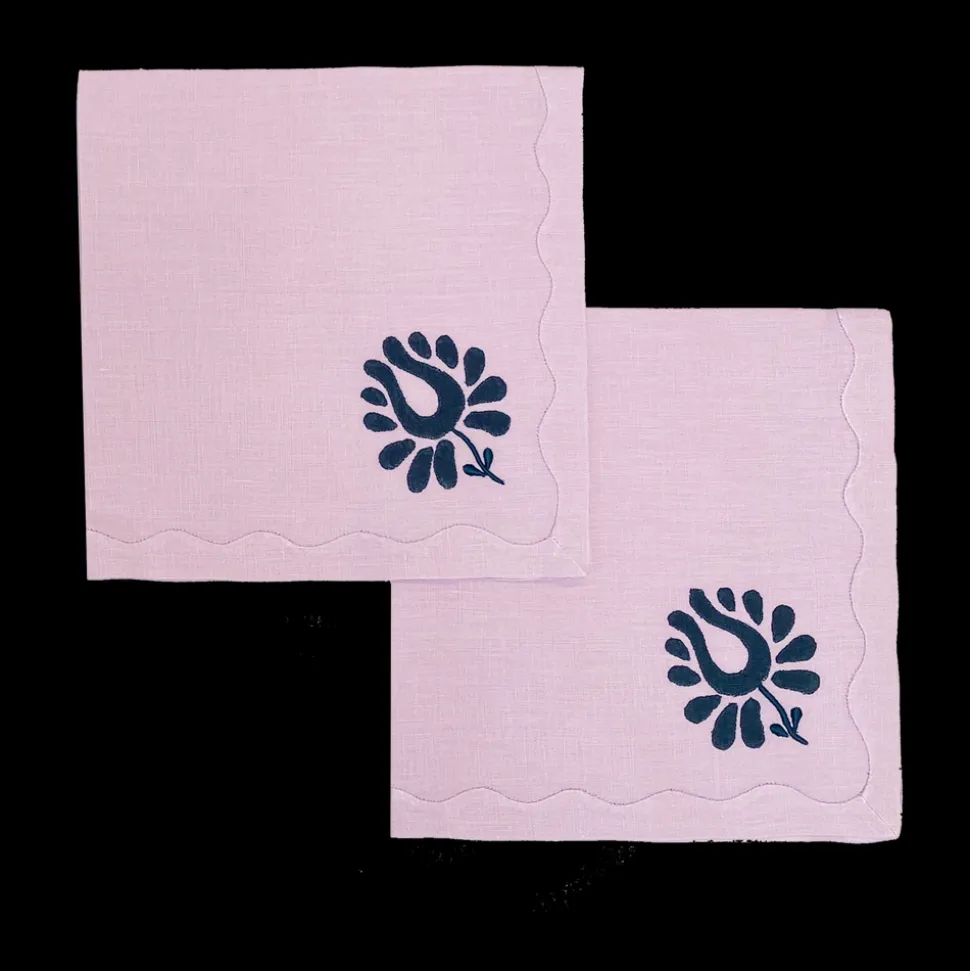 Indian Tulip Dinner Napkins in Lilac and Navy, Set of 2