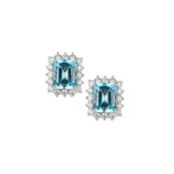 Indra Aquamarine and Diamond Stud Earrings