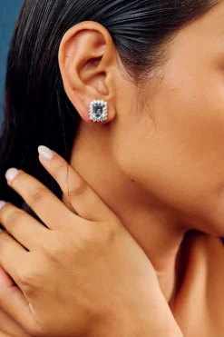 Indra Aquamarine and Diamond Stud Earrings