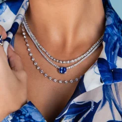 Inga Blue Sapphire and Diamond Necklace