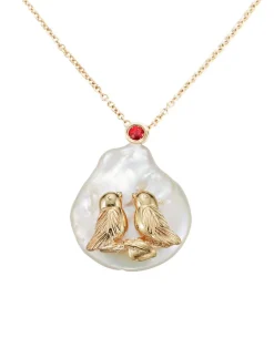 Inseparable Pearl Necklace in Pearl & Red Sapphire