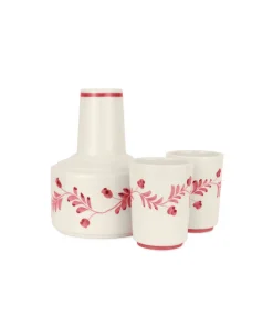 Iris Ceramic Carafe & Pair of Tumblers in Raspberry