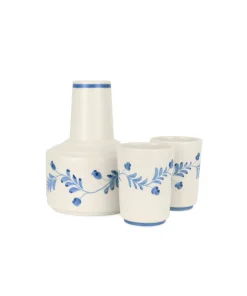 Iris Ceramic Carafe & Pair of Tumblers in Denim