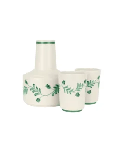 Iris Ceramic Carafe & Pair of Tumblers in Dark Green