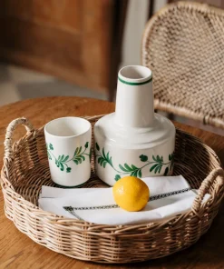 Iris Ceramic Carafe & Pair of Tumblers in Dark Green