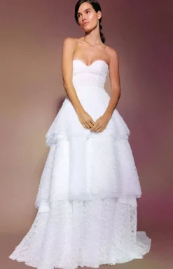 Iris Gown in White Bubble Organza