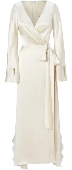 Iris Pearl Silk Charmeuse Wrap Robe