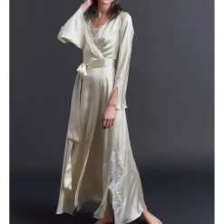 Iris Pearl Silk Charmeuse Wrap Robe