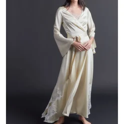 Iris Pearl Silk Charmeuse Wrap Robe