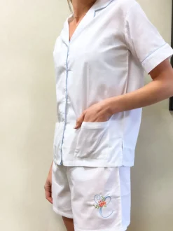 Iris White Cotton Pajama Short Set