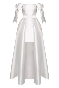 Isabella Silk and Wool Mini Dress with Convertible Skirt in White