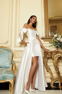 Isabella Silk and Wool Mini Dress with Convertible Skirt in White