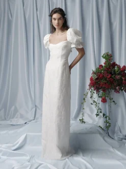 Isidore Puff Sleeve Column Gown