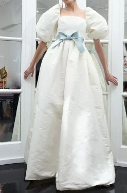 Italian Silk Faille Full-Sleeve Gown