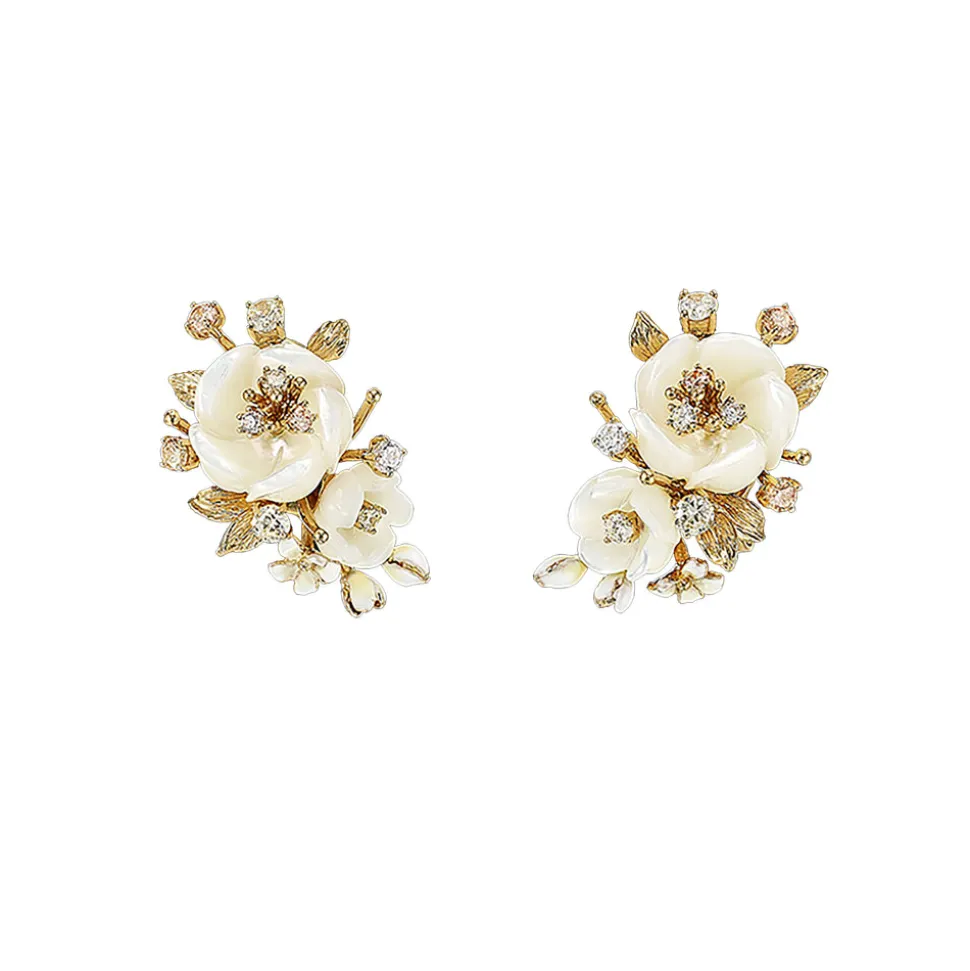 Ivory Floral Cluster Earrings