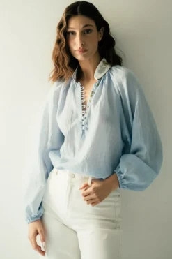 Ivy Blouse in Blue & White