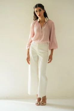 Ivy Blouse in Pink & White