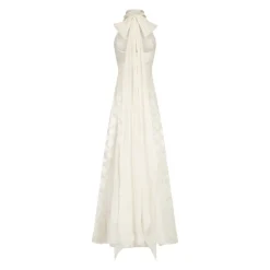 Ivy Dress in Ivory Satin with Lattice Embellishment
